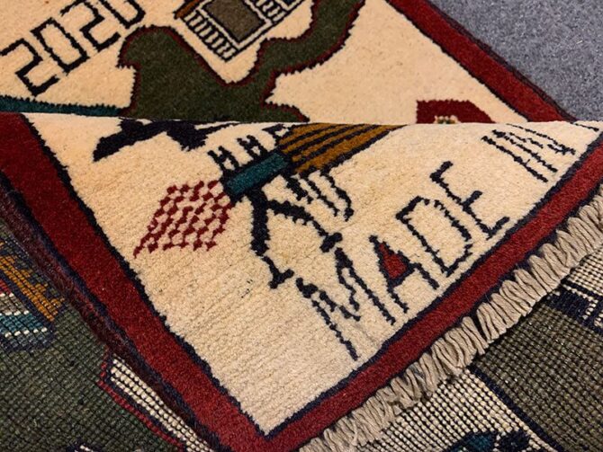 Hand Knotted Afghan War Tank A K 47 Balouch Pictorial Wall Hanging Wool Area Rug 3 x 2 Ft (5694 HM) - Image 7