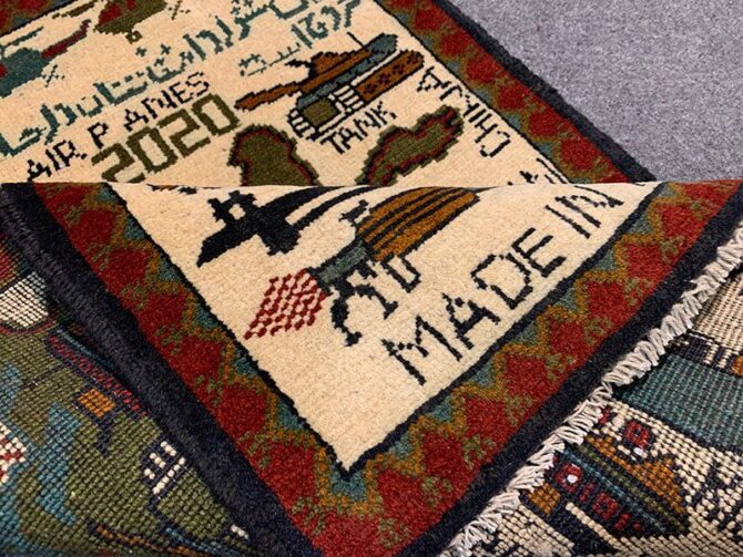Hand Knotted Afghan War Tank A K 47 Balouch Pictorial Wall Hanging Wool Area Rug 3 x 2 Ft (5696 HM) - Image 7