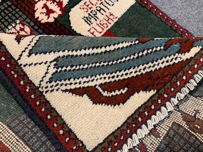 Hand Knotted Afghan War Tank A K 47 Balouch Pictorial Wall Hanging Wool Area Rug 3 x 2 Ft (5701 HM) - Image 7