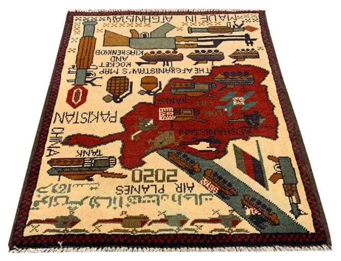 Hand Knotted Afghan War Tank A K 47 Balouch Pictorial Wall Hanging Wool Area Rug 2.5 x 2.0 Ft (5706 HM) - Image 2