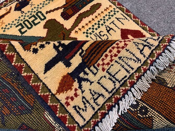 Hand Knotted Afghan War Tank A K 47 Balouch Pictorial Wall Hanging Wool Area Rug 3 x 2 Ft (5708 HM) - Image 7