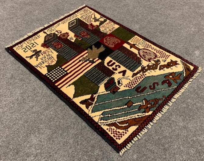 Hand Knotted Afghan War Tank A K 47 Balouch Pictorial Wall Hanging Wool Area Rug 3 x 2 Ft (5714 HM) - Image 6
