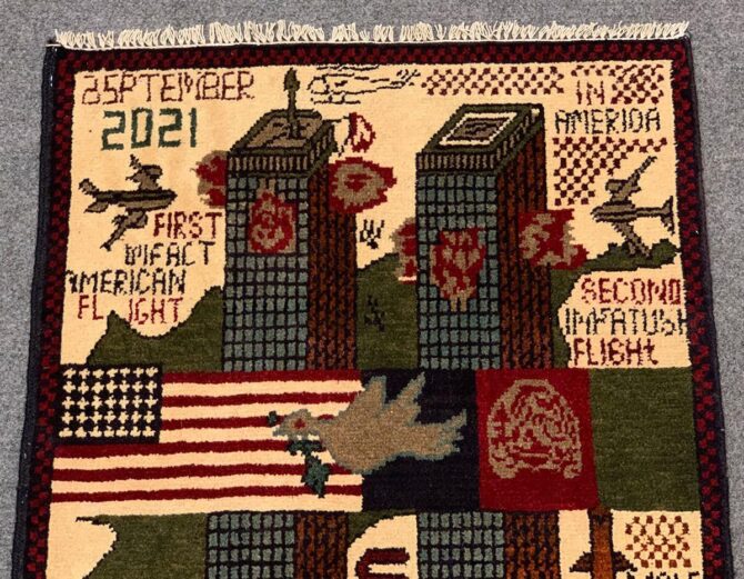 Hand Knotted Afghan War Tank A K 47 Balouch Pictorial Wall Hanging Wool Area Rug 3 x 2 Ft (5714 HM) - Image 4