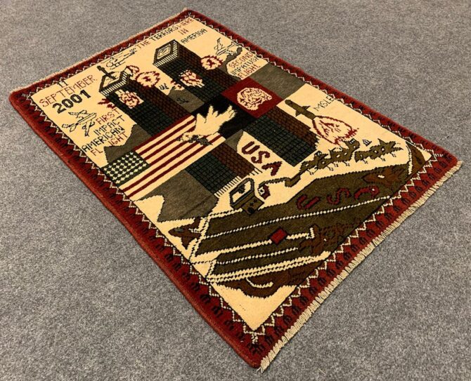 Hand Knotted Afghan War Tank A K 47 Balouch Pictorial Wall Hanging Wool Area Rug 3 x 2 Ft (5716 HM) - Image 6