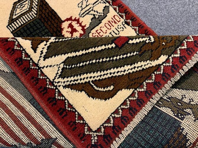 Hand Knotted Afghan War Tank A K 47 Balouch Pictorial Wall Hanging Wool Area Rug 3 x 2 Ft (5716 HM) - Image 7