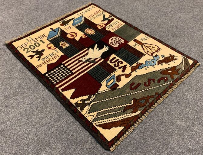 Hand Knotted Afghan War Tank A K 47 Balouch Pictorial Wall Hanging Wool Area Rug 2.5 x 2.0 Ft (5719 HM) - Image 6