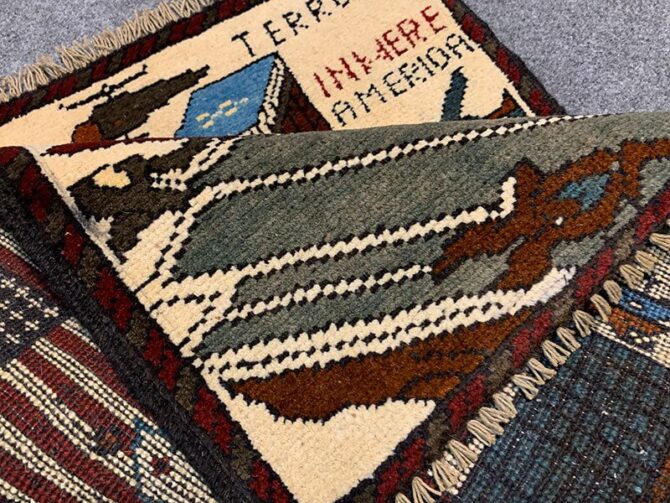 Hand Knotted Afghan War Tank A K 47 Balouch Pictorial Wall Hanging Wool Area Rug 2.5 x 2.0 Ft (5719 HM) - Image 7