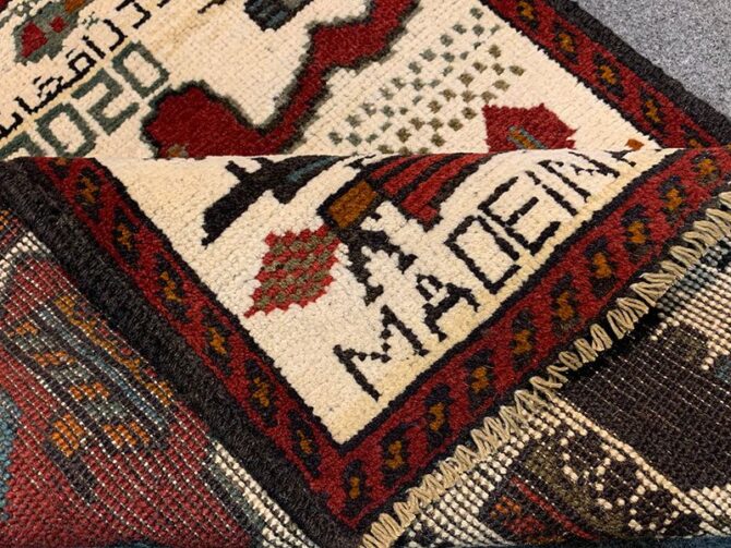 Hand Knotted Afghan War Tank A K 47 Balouch Pictorial Wall Hanging Wool Area Rug 3 x 2 Ft (5723 HM) - Image 7