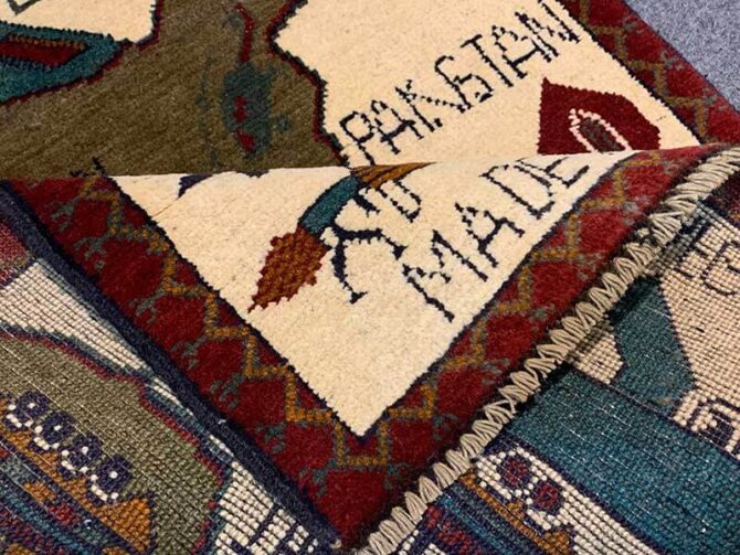 Hand Knotted Afghan War Tank A K 47 Balouch Pictorial Wall Hanging Wool Area Rug 3 x 2 Ft (5734 HM) - Image 7