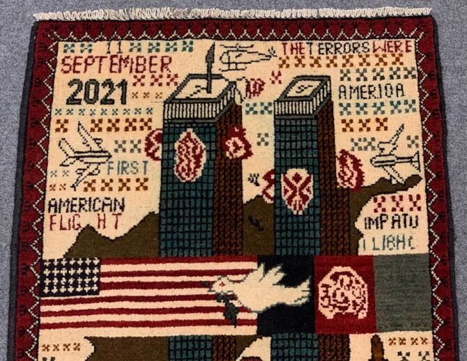 Hand Knotted Afghan War Tank A K 47 Balouch Pictorial Wall Hanging Wool Area Rug 3 x 2 Ft (5744 HM) - Image 4