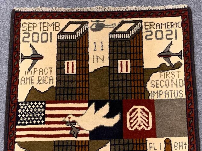 Hand Knotted Afghan War Tank A K 47 Balouch Pictorial Wall Hanging Wool Area Rug 3 x 2 Ft (5745 HM) - Image 4
