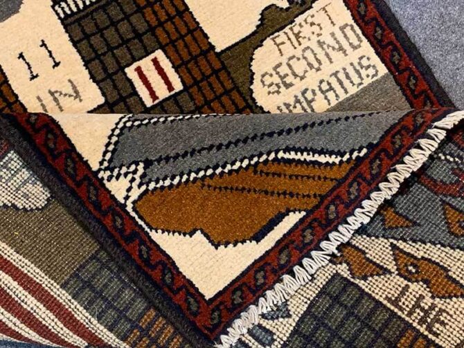 Hand Knotted Afghan War Tank A K 47 Balouch Pictorial Wall Hanging Wool Area Rug 3 x 2 Ft (5745 HM) - Image 7