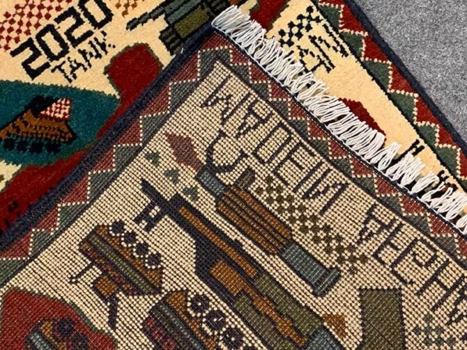 Hand Knotted Afghan War Tank A K 47 Balouch Pictorial Wall Hanging Wool Area Rug 3 x 2 Ft (5764 HM) - Image 8