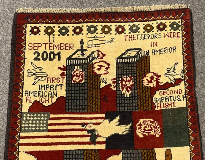 Hand Knotted Afghan War Tank A K 47 Balouch Pictorial Wall Hanging Wool Area Rug 3 x 2 Ft (5816 HM) - Image 5