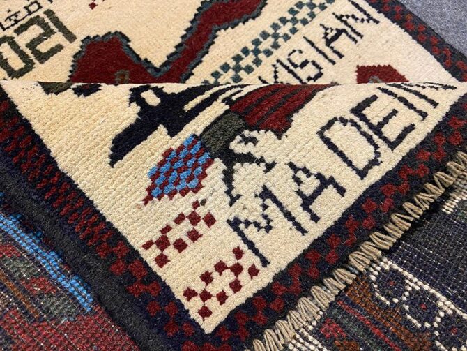 Hand Knotted Afghan War Tank A K 47 Balouch Pictorial Wall Hanging Wool Area Rug 3 x 2 Ft (5819 HM) - Image 7