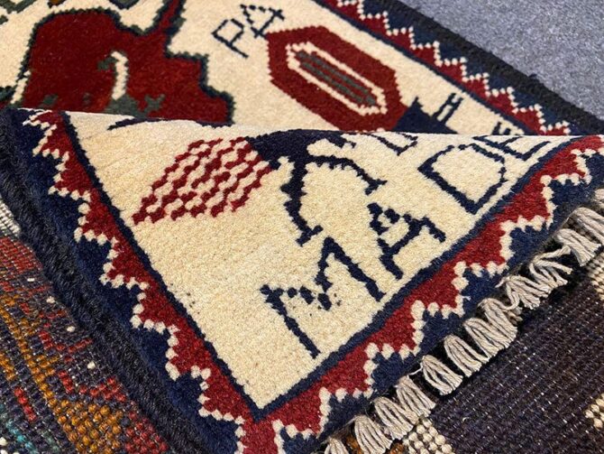 Hand Knotted Afghan War Tank A K 47 Balouch Pictorial Wall Hanging Wool Area Rug 3 x 2 Ft (5823 HM) - Image 7