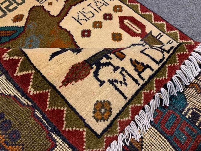 Hand Knotted Afghan War Tank A K 47 Balouch Pictorial Wall Hanging Wool Area Rug 3 x 2 Ft (5771 HM) - Image 7