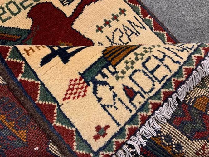 Hand Knotted Afghan War Tank A K 47 Balouch Pictorial Wall Hanging Wool Area Rug 3 x 2 Ft (5772 HM) - Image 7