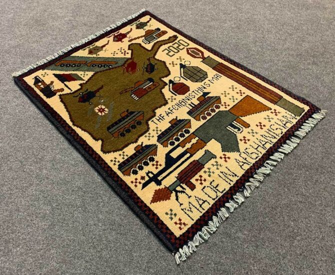 Hand Knotted Afghan War Tank A K 47 Balouch Pictorial Wall Hanging Wool Area Rug 3 x 2 Ft (5776 HM) - Image 6