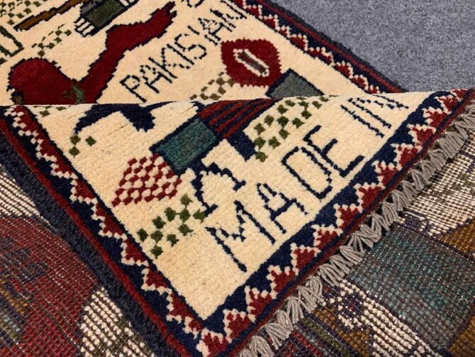 Hand Knotted Afghan War Tank A K 47 Balouch Pictorial Wall Hanging Wool Area Rug 3 x 2 Ft (5778 HM) - Image 7