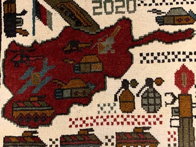 Hand Knotted Afghan War Tank A K 47 Balouch Pictorial Wall Hanging Wool Area Rug 2.5 x 2.0 Ft (5787 HM) - Image 5