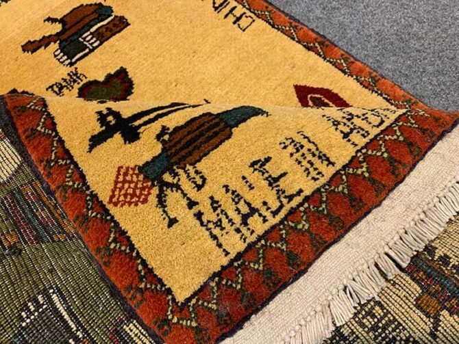 Hand Knotted Afghan War Tank A K 47 Balouch Pictorial Wall Hanging Wool Area Rug 3 x 2 Ft (5824 HM) - Image 7