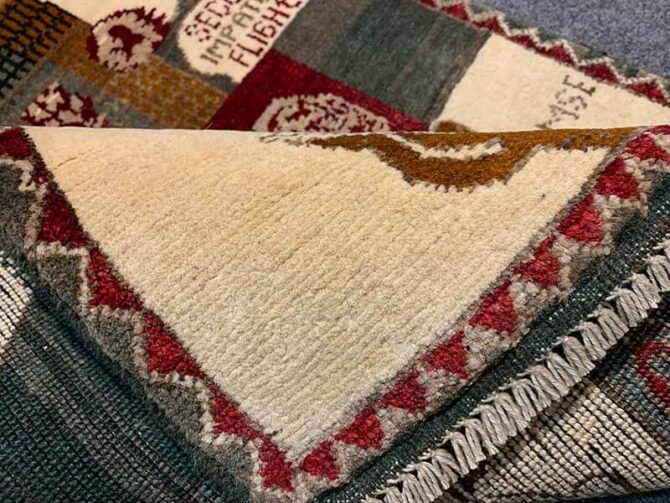 Hand Knotted Afghan War Tank A K 47 Balouch Pictorial Wall Hanging Wool Area Rug 3 x 2 Ft (5839 HM) - Image 6