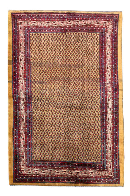 Authentic Hand Knotted Vintage Badam Gul Mir Wool Area Rug 10.6 X 6.9 Ft