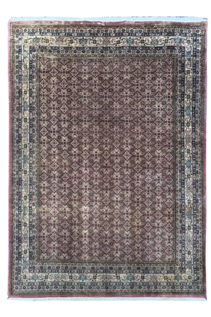 Authentic Hand Knotted Vintage Basheeri Wool Area Rug 11.3 X 8.2 Ft (296 GER)