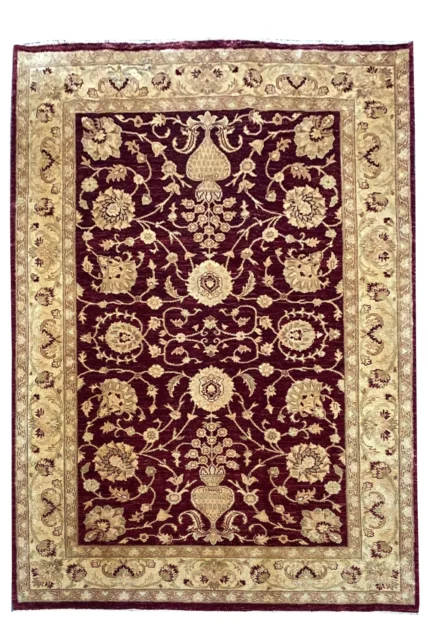 Authentic Hand Knotted Afghan Chobrang Wool Area Rug 8.1 x 5.7 Ft