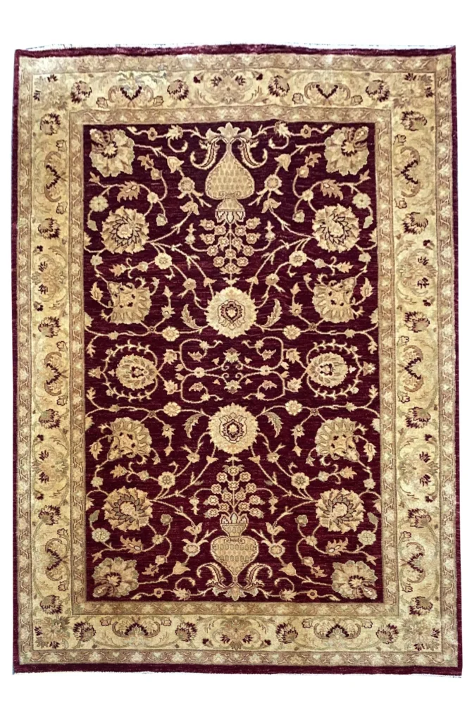 Authentic Hand Knotted Afghan Chobrang Wool Area Rug 8.1 x 5.7 Ft