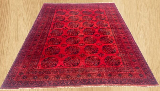 Hand Knotted Vintage Afghan Turkmen Felpah Aqcha Wool Area Rug 12.7 x 10.10 Ft (285 Ger)
