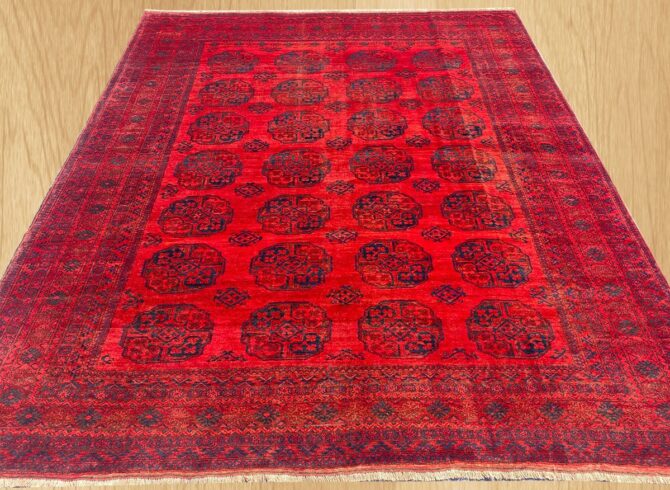 Hand Knotted Vintage Afghan Turkmen Felpah Aqcha Wool Area Rug 12.7 x 10.10 Ft (285 Ger) - Image 2