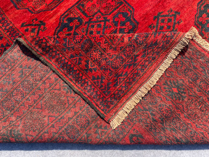 Hand Knotted Vintage Afghan Turkmen Felpah Aqcha Wool Area Rug 12.7 x 10.10 Ft (285 Ger) - Image 7