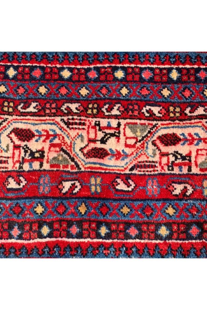 Authentic Hand Knotted Vintage Badam Gul Mir Wool Area Rug 10.6 X 6.9 Ft - Image 6