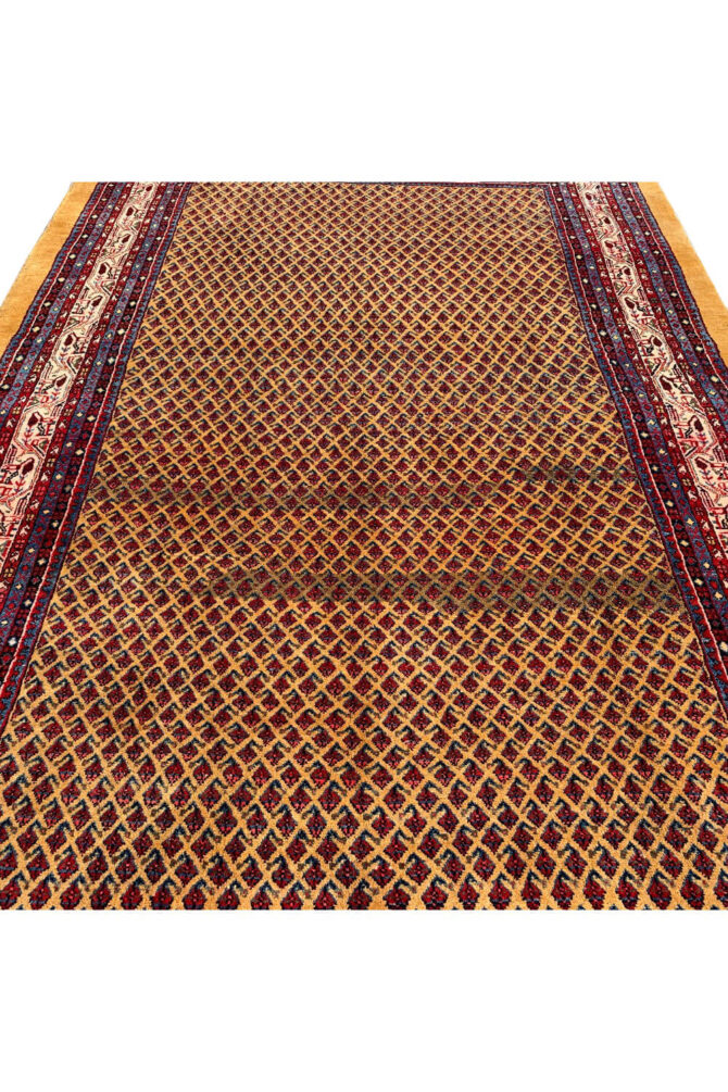 Authentic Hand Knotted Vintage Badam Gul Mir Wool Area Rug 10.6 X 6.9 Ft - Image 4