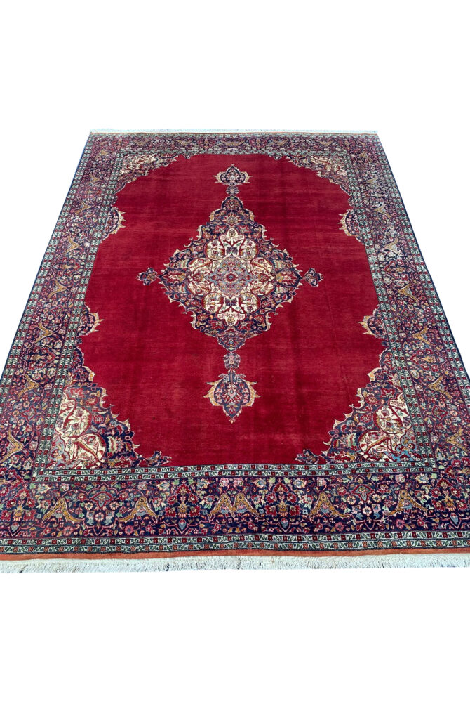 Authentic Hand Knotted Vintage Qashoun Wool Area Rug 11.4 x 8.1 Ft - Image 2