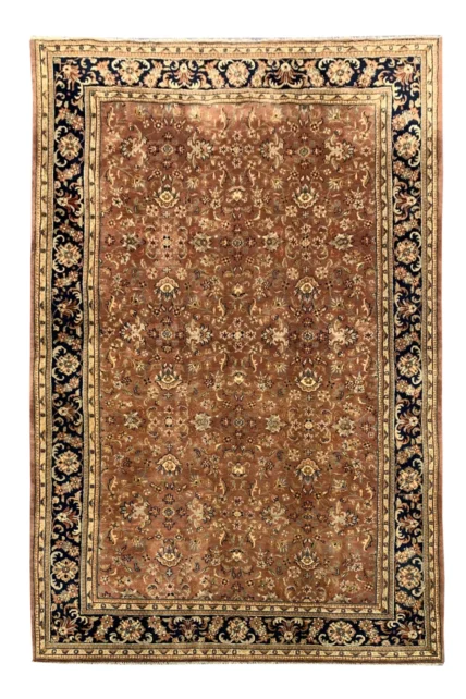Authentic Hand Knotted Vintage Indo Wool Area Rug 9.8 X 6.5 Ft