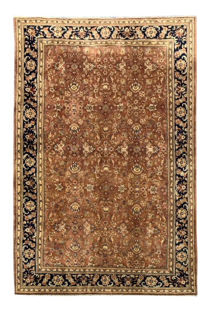 Authentic Hand Knotted Vintage Indo Wool Area Rug 9.8 X 6.5 Ft