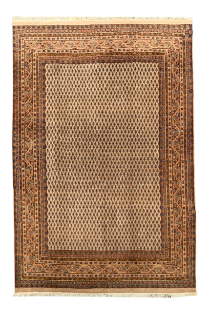 Authentic Hand Knotted Vintage Badam Gul Mir Wool Area Rug 9.11 X 6.7 Ft