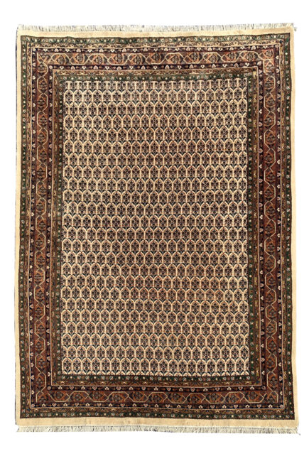 Authentic Hand Knotted Vintage Indo Wool Area Rug 8.0 X 5.9 Ft
