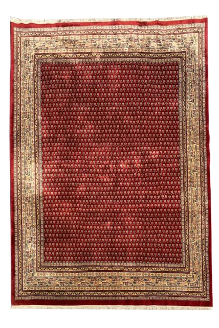 Authentic Hand Knotted Vintage Badam Gull Mir Wool Area Rug 8.0 X 6.9 Ft