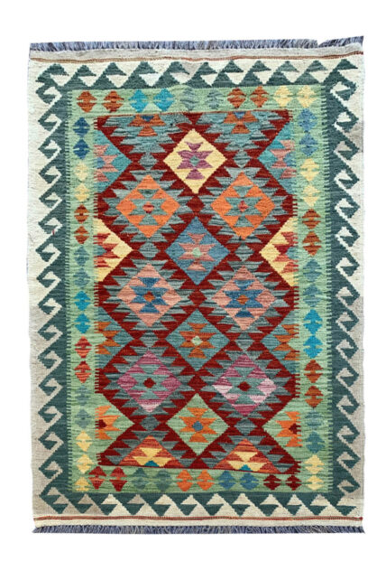 New Afghan Chobi Hand Woven Veg Dyed Wool Kilim Area Rug 5.4 x 3.5 Ft (1797 HM)