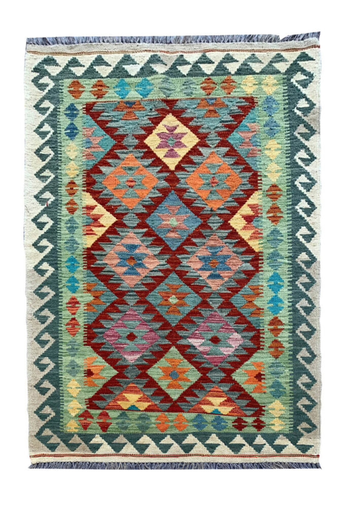 New Afghan Chobi Hand Woven Veg Dyed Wool Kilim Area Rug 5.4 x 3.5 Ft (1797 HM)