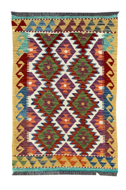 New Afghan Chobi Hand Woven Veg Dyed Wool Kilim Area Rug 4.9 x 3.2 Ft (1790 HM)