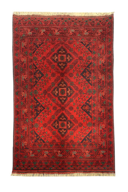 Authentic Hand Knotted Afghan Khal Muhammadi Wool Area Rug 4.10 X 3.2 Ft (813 HM)