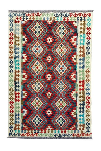 New Afghan Chobi Hand Woven Veg Dyed Wool Kilim Area Rug 5.0 x 3.3 Ft (1816 HM)