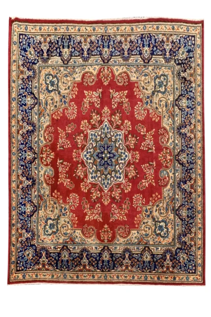 Authentic Hand Knotted Vintage Qirmoun Wool Area Rug 7.5 X 6.8 Ft