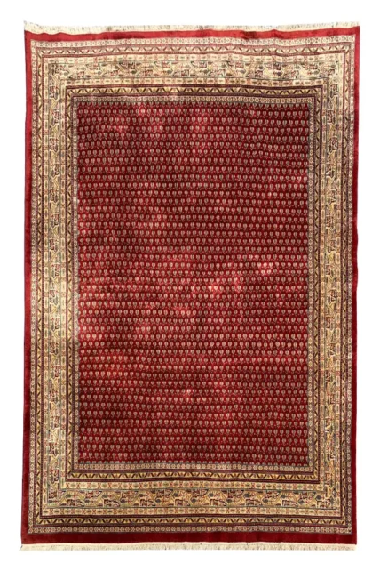 Authentic Hand Knotted Vintage Badam Gull Mir Wool Area Rug 8.0 X 6.9 Ft (433 Ger)