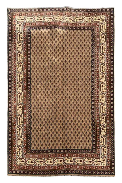 Authentic Hand Knotted Vintage Badam Gull Mir Wool Area Rug 7.9 X 5.6 Ft (440 Ger)